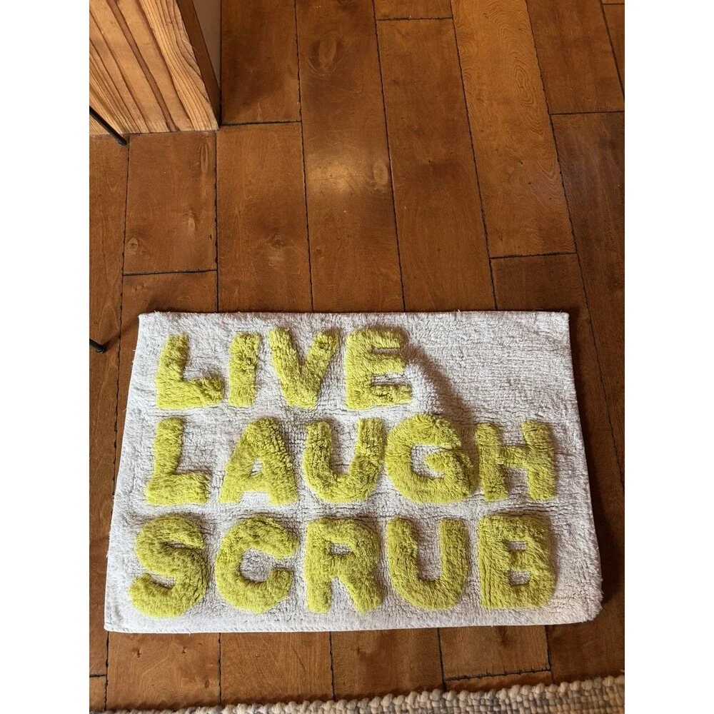 URBAN OUTFITTERS Yellow Multi Tufted Shag Bath Mat Rug